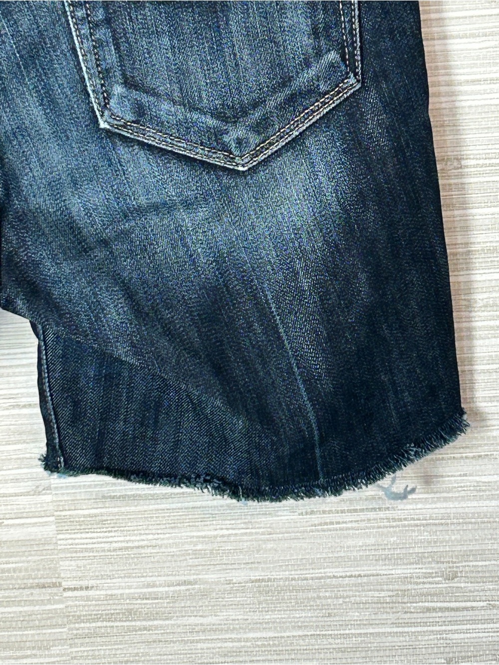 Paige Premium Denim Bermuda Shorts Distressed Bootcut Altered EUC - Picture 3 of 13